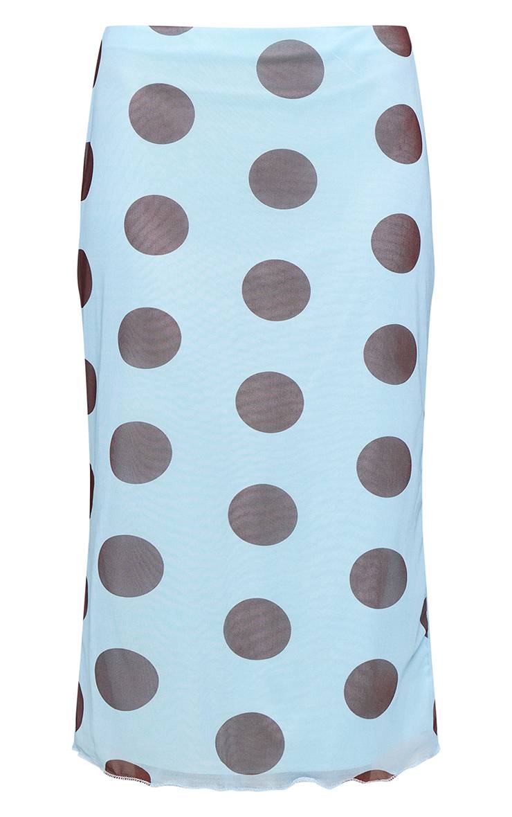Bleu Aqua Jupe Mini Drapée En Mesh À Pois