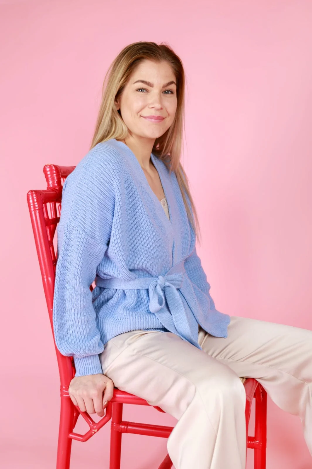 Black Colour Bcfry Knit Cardigan sky blue