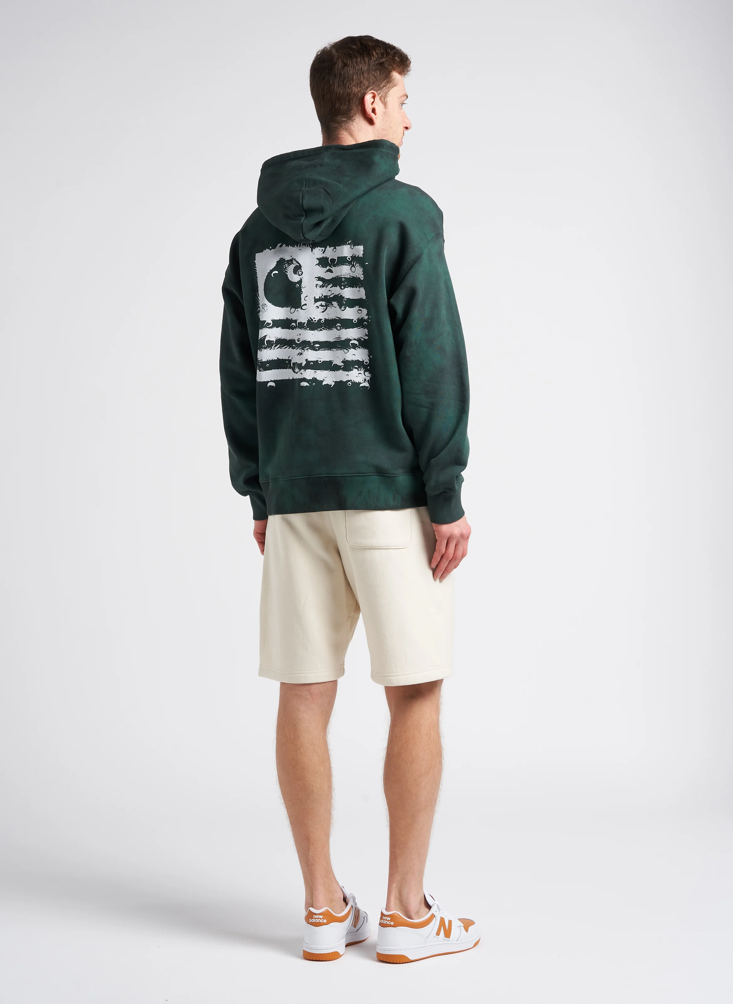 CHROMO - Sweat à capuche regular-fit sérigraphié en coton | Vert