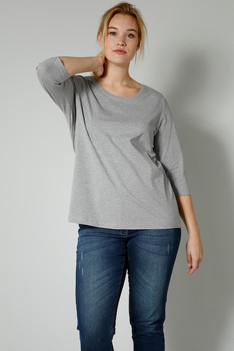 Basic T-Shirt, Rundhals, 3/4-Ärmel