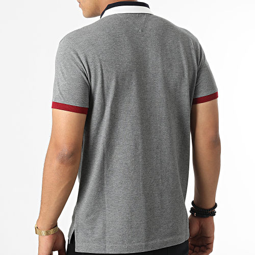 Polo Manches Courtes RWB Collar Cuff Block 7777 Gris Chiné