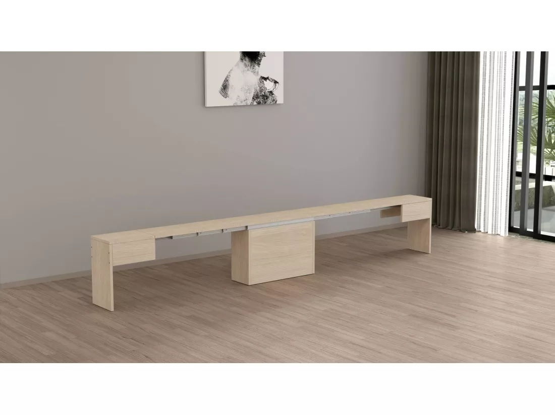 Banc Dollocol, Siège pour table à manger, Banc simple extensible, 290x25h45 cm, Olmo
