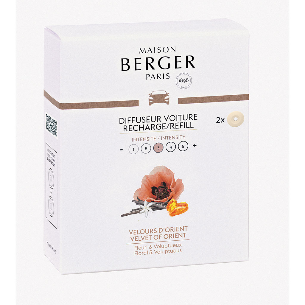 Lot de 2 recharges diffuseur voiture velours d'orient - MAISON BERGER