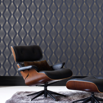 Vliesbehang Marquise Geo donkerblauw (111312)