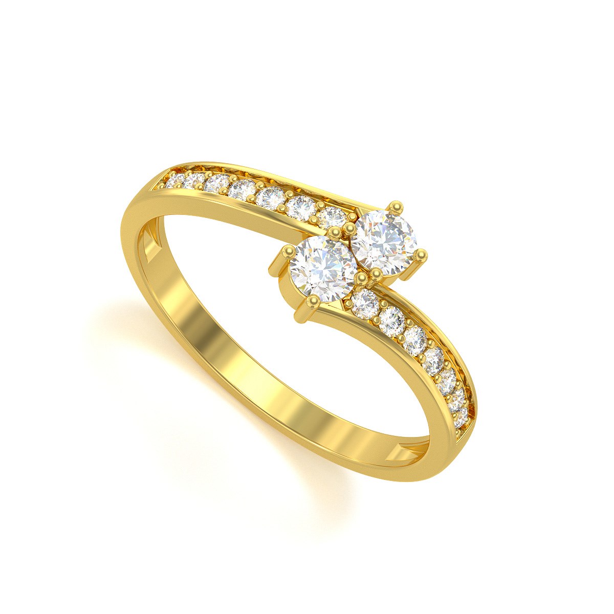Bague ADEN Or Jaune Duo Diamants 2.15grs