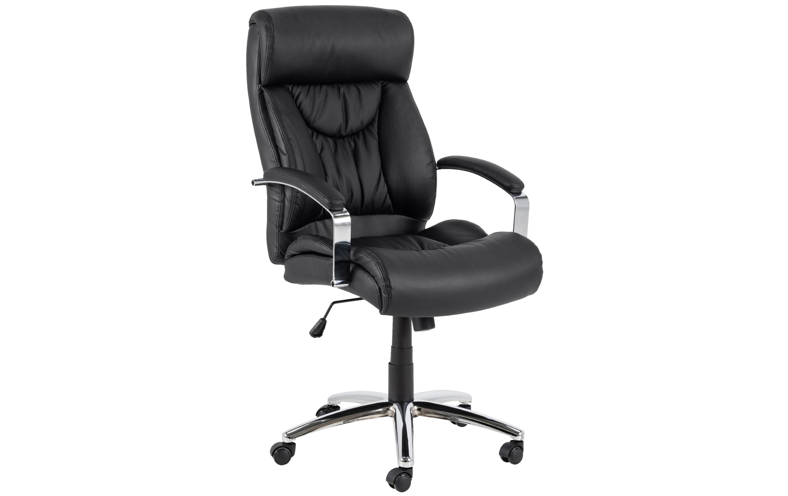 Bürostuhl Benson, mit Polsterrücken und Armlehnen, Schwarz<br>Schreibtischstuhl im Leder look