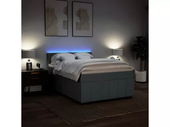 Sommier à lattes de lit avec matelas Gris foncé 160x200cm Tissu
