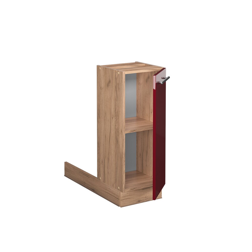 Vicco Regalinselunterschrank Küchenschrank Küchenmöbel Fame-Line Eiche Bordeaux Rot 30 cm modern Hochglanz Küche Einbauküche Kücheninsel Drehtür Einlegeboden Blende Küchenunterschrank Küchenzeile