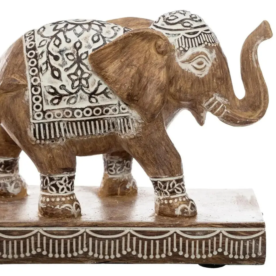 Atmosphera Olifantjes dierenbeeldje - bruin - 46 x 7,5 x 13 cm