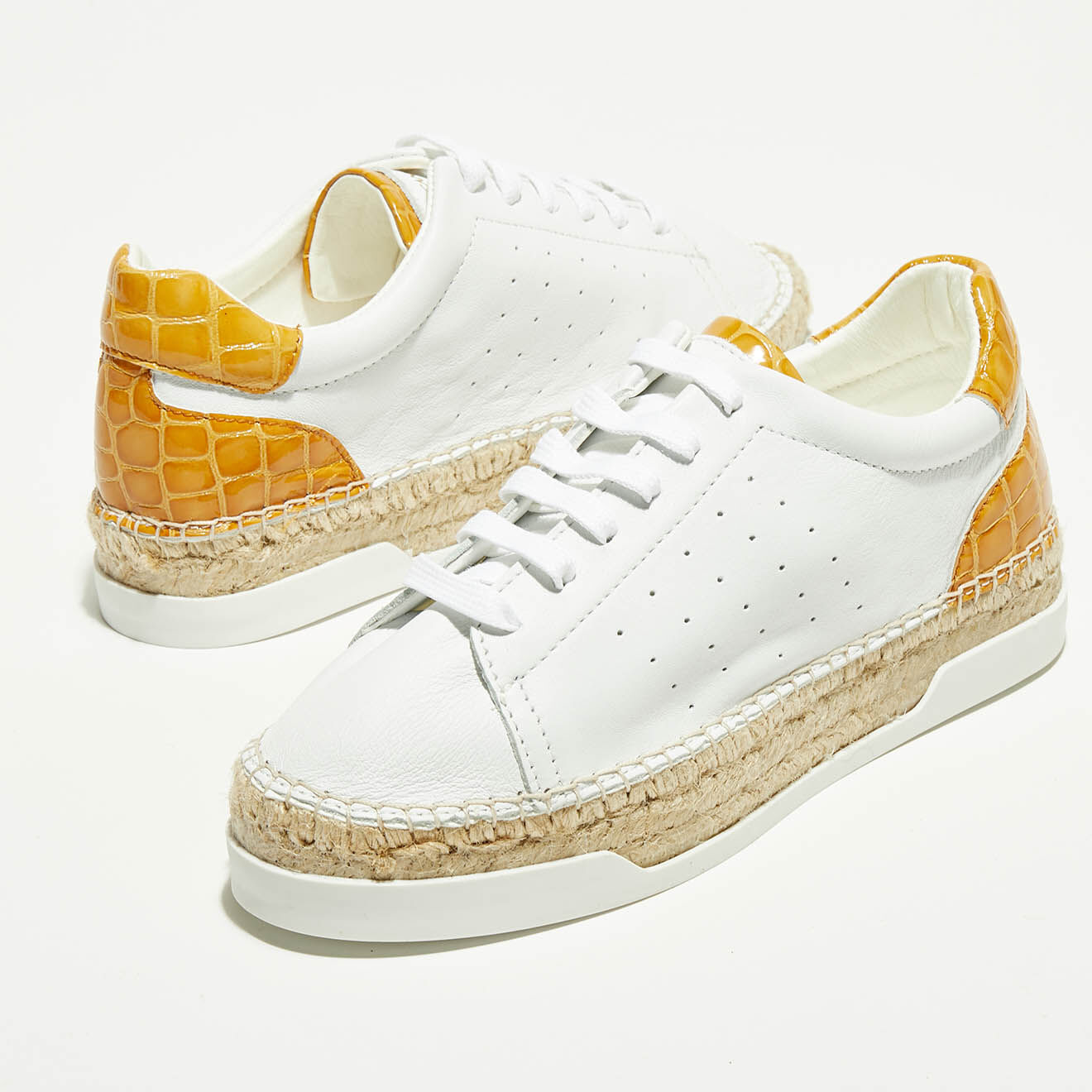 Canal Saint Martin Baskets espadrilles en Cuir Lancry blanc/jaune