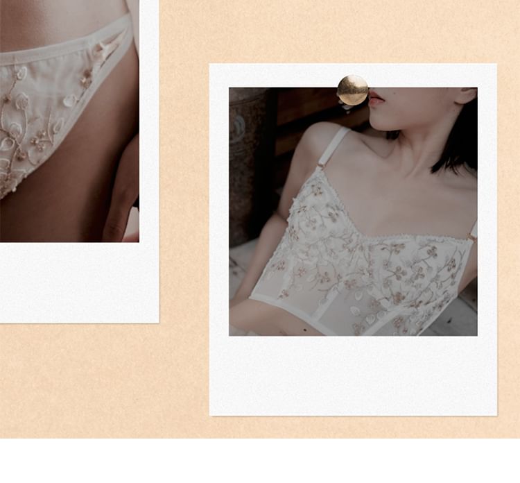 Nabla - Set: Bustier met bloemenborduursel + slipje