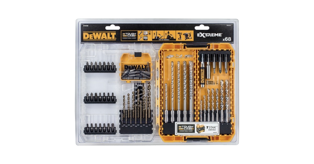 DEWALTDT70760-QZ EXTREME Boor- en bitset, 68-delig  (Incl. Tough Case)