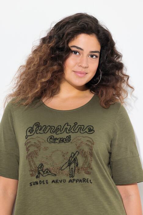 T-Shirt, Sunshine, Classic, Rundhals, Halbarm, olivgrau