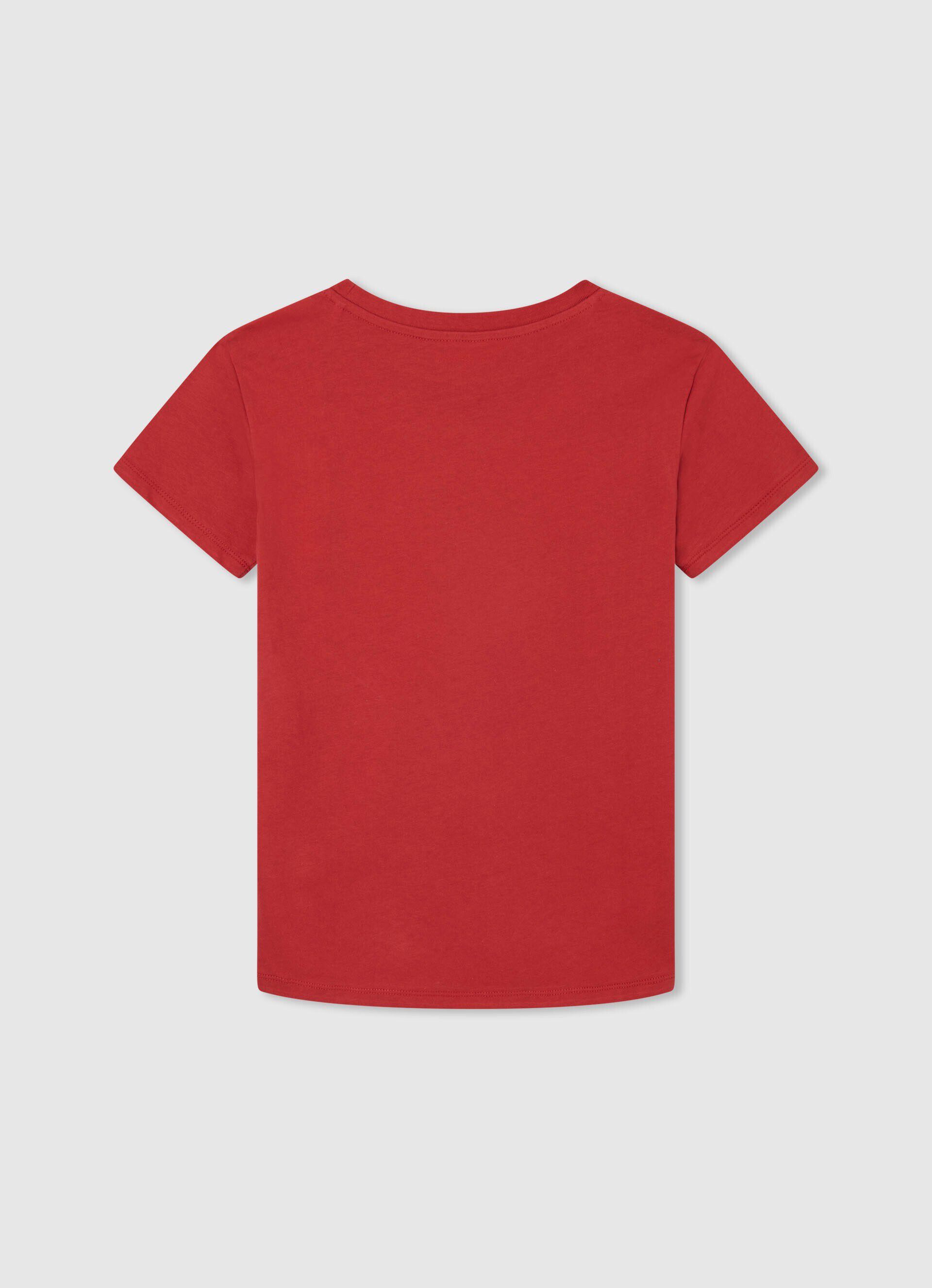 Camiseta de algodão com logo vertical - vermelho estúdio