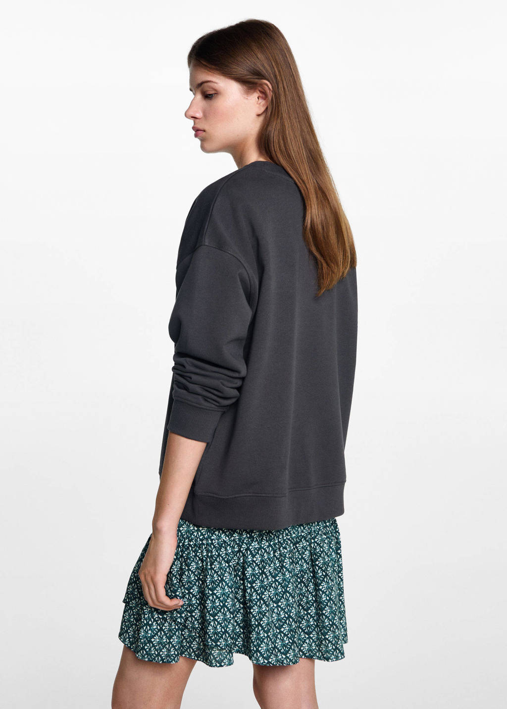 MANGO TEEN sweater met tekst antraciet