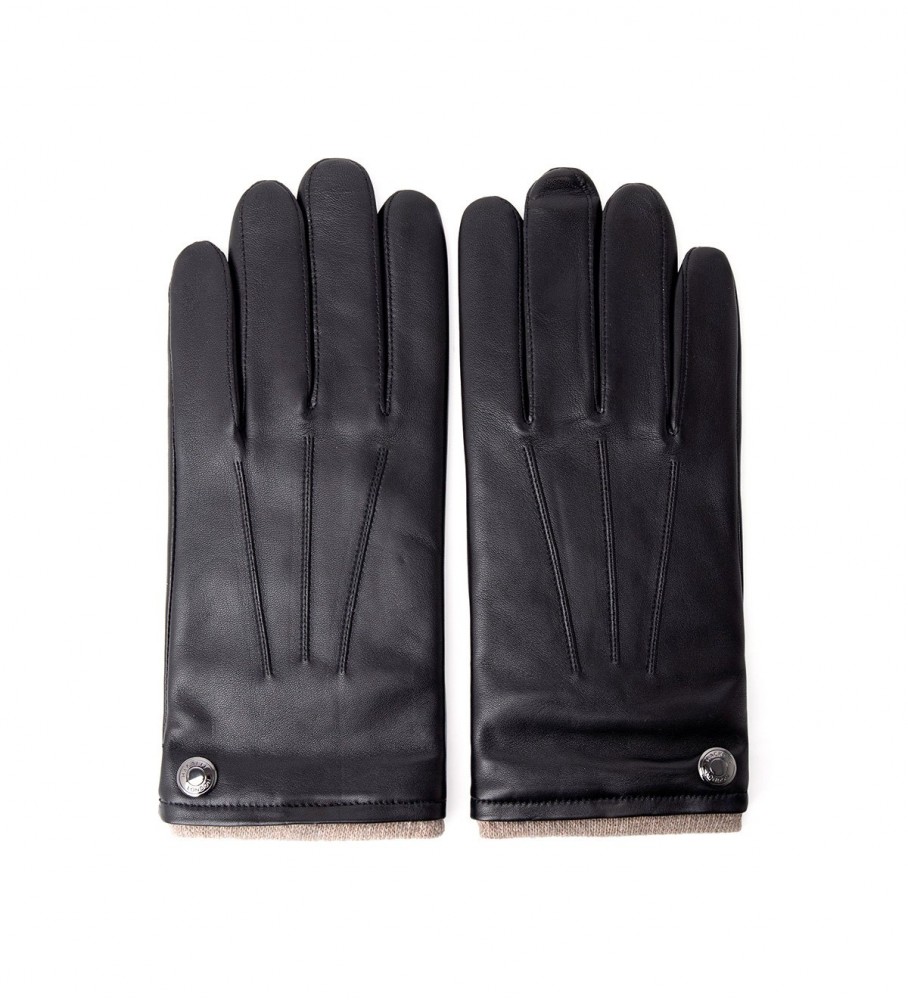 Luvas Hackett de couro com forro preto