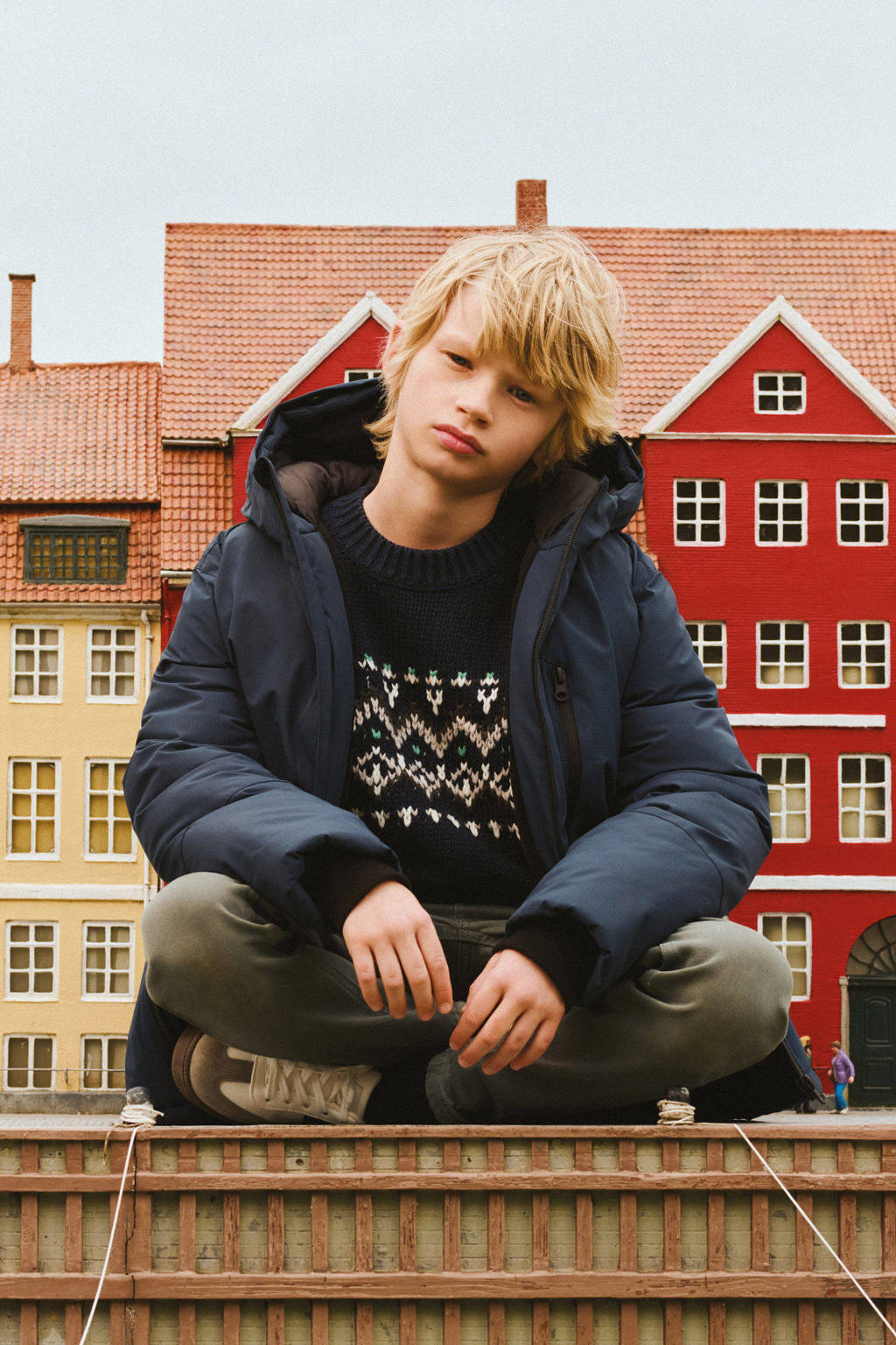 Mango Kids gewatteerde winterjas marine