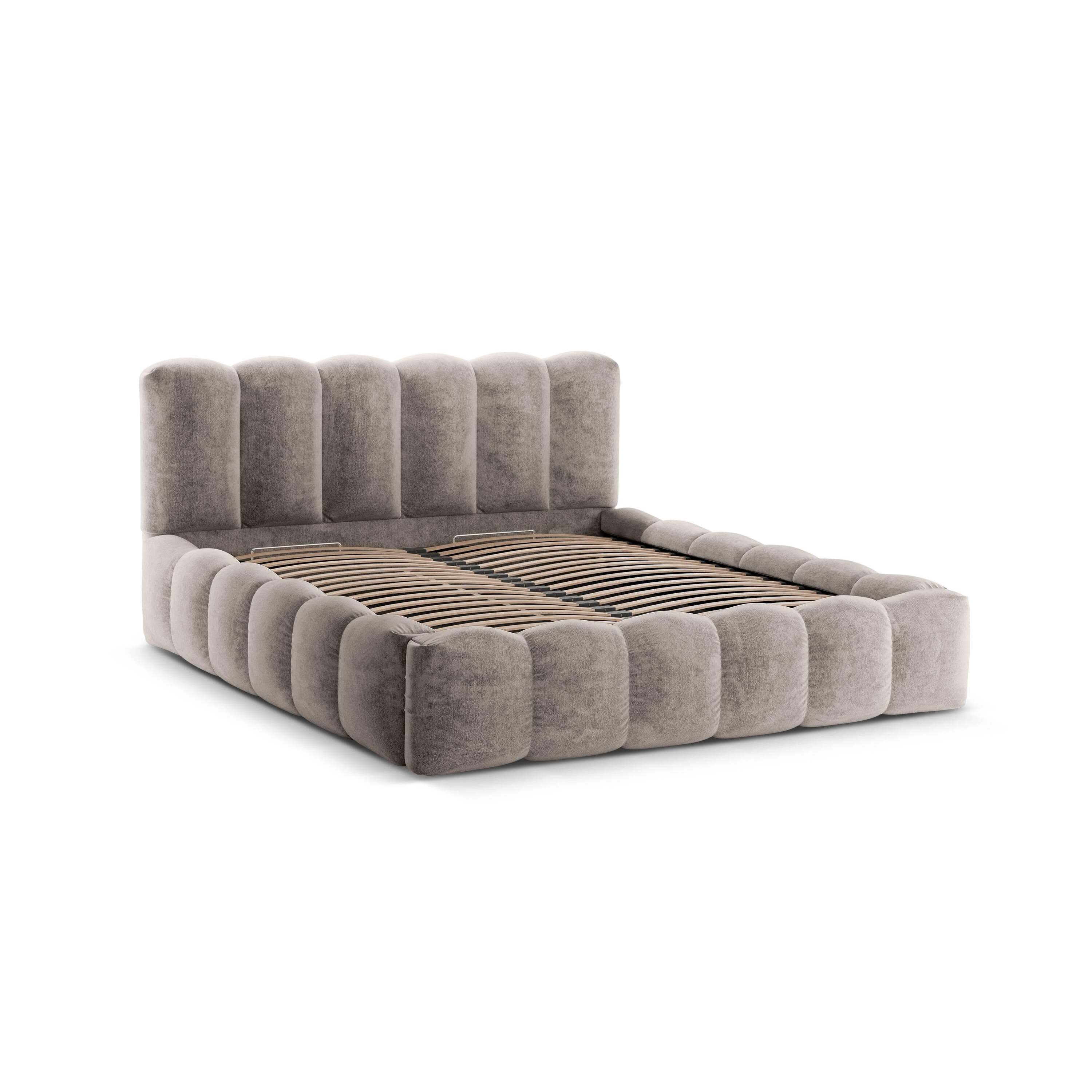 Micadoni Lupine Bedframe met Opbergruimte 160 x 200 cm - Chenille - Cappuccino