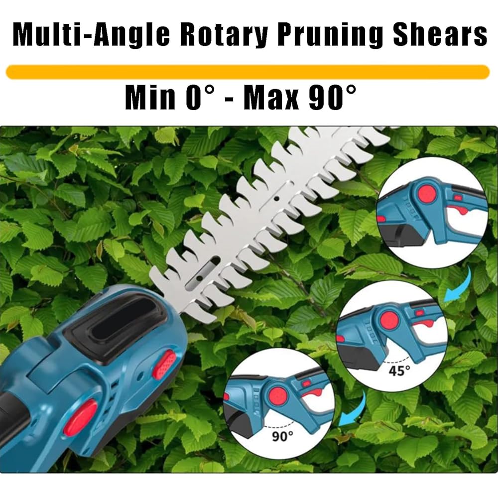 Taille-haie sans fil, taille-haie et cisaille à gazon 2 en 1 avec batteries 1500 mAh, ciseaux à gazon de 22 cm de longueur et ciseaux à gazon de 13 cm de largeur, coupe-arbustes de jardin pour pelouse : Jardin