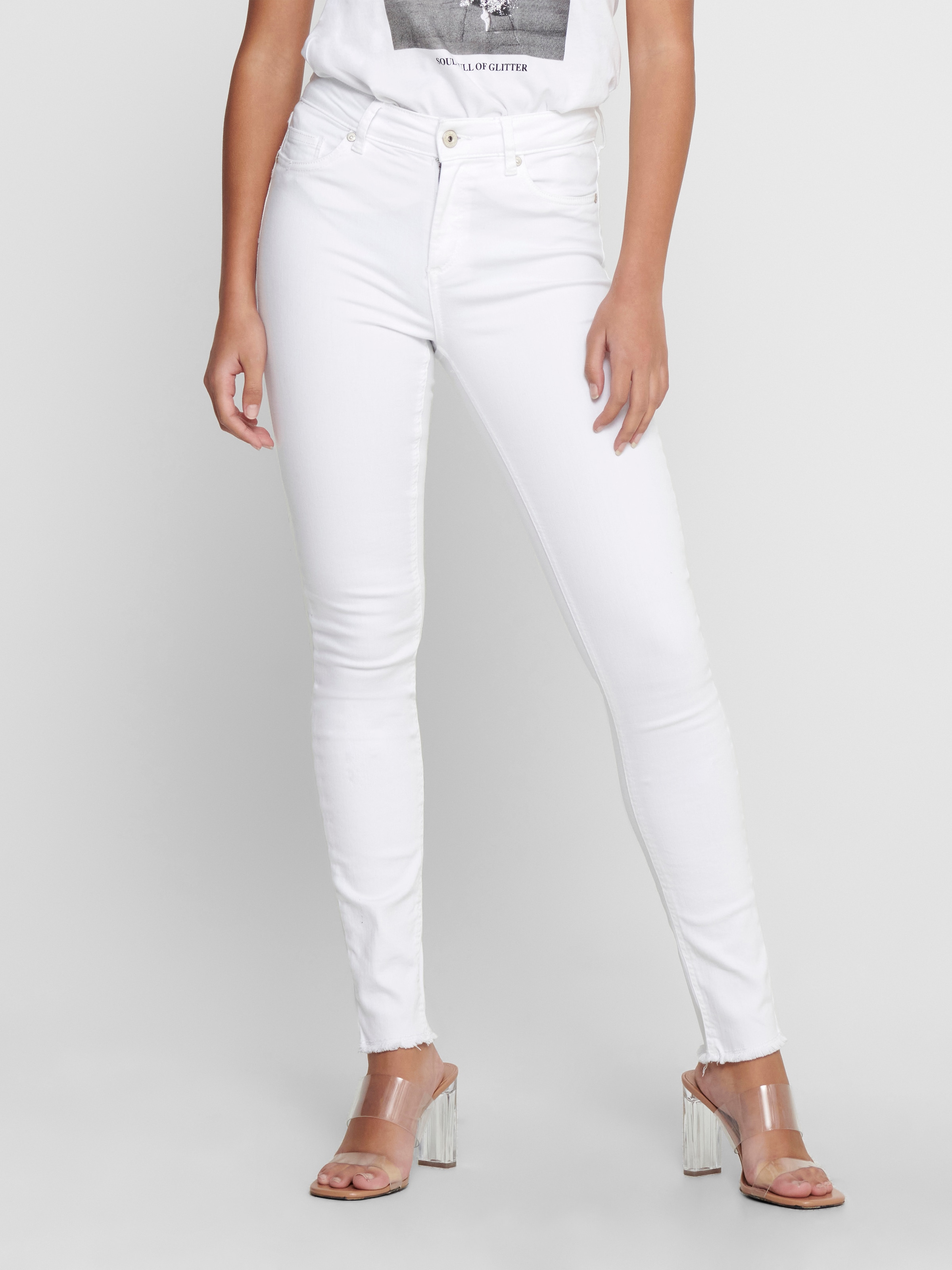 ONLY Ankle-Jeans »ONLBLUSH MID SK RW ANK DNM REA0730 NOOS«, skinny fit, Denim/Jeans, Baumwollmischung, ausgefranst, unifarben
