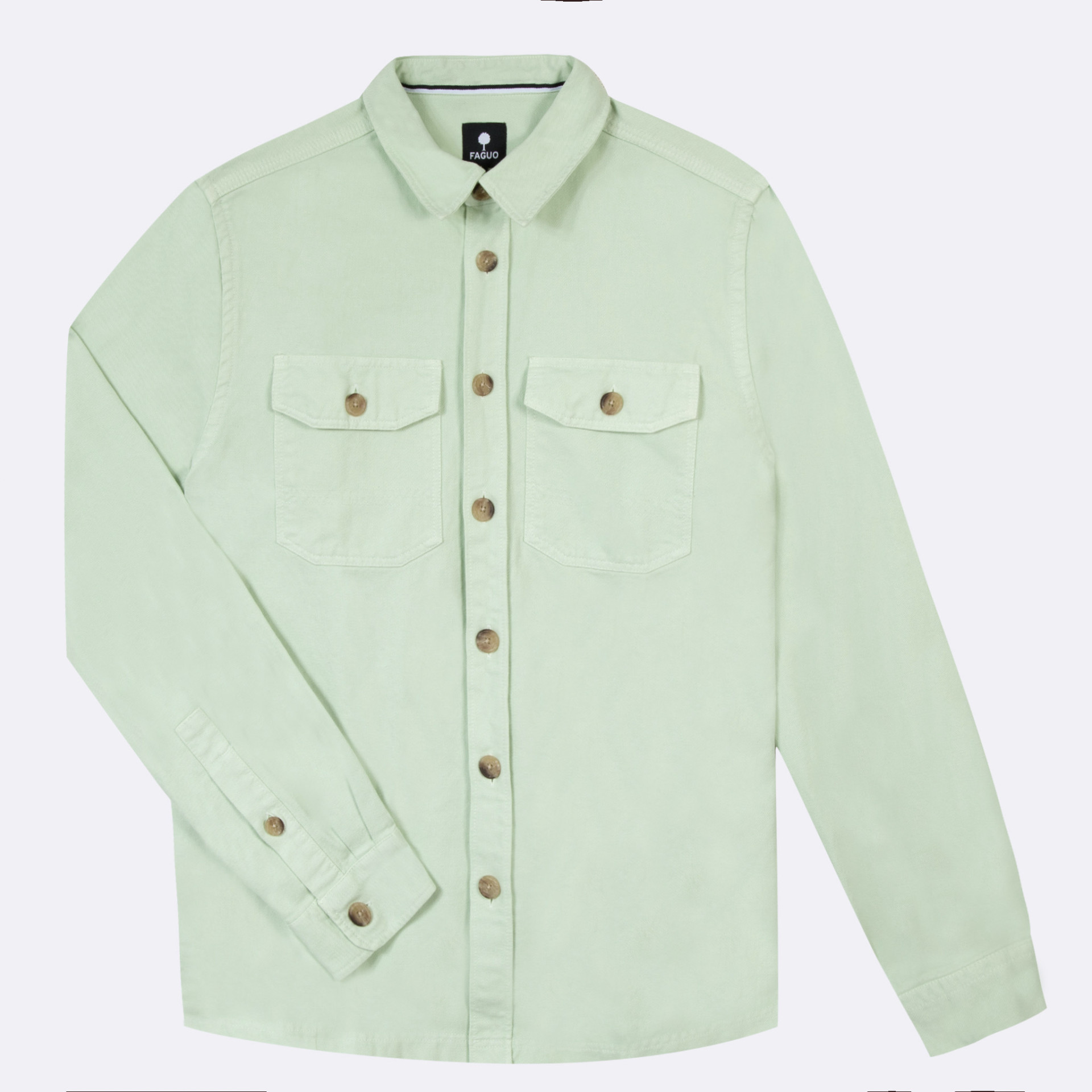 Sur-chemise vert jade coton et coton recyclé - modèle cerilly
