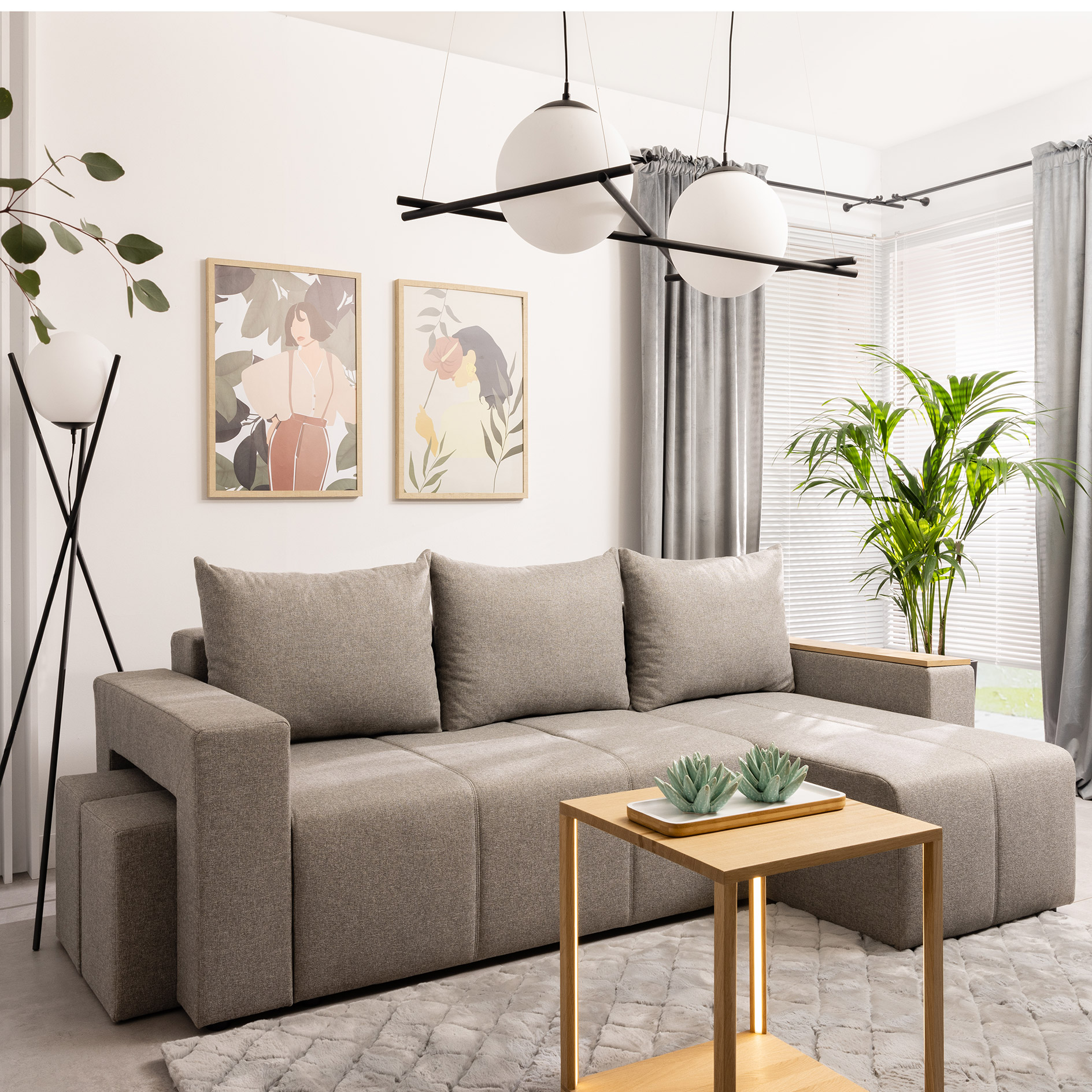 Ecksofa - grey - Liegefunktion und Staukasten