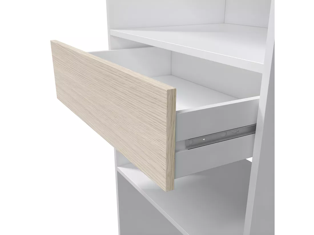 Aménagement dressing réversible Blanc/Chêne - DAJI - L 158 x l 40 x H 187 cm