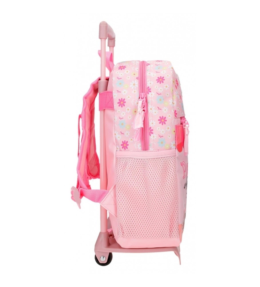 Mochila Roll Road Coffee Shop 33cm com carro rosa