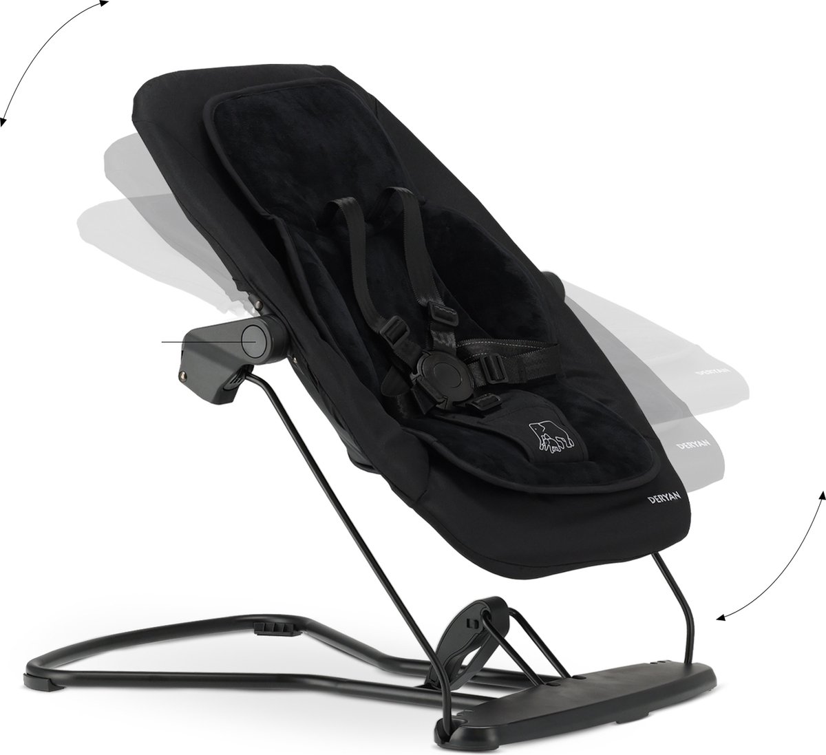 Deryan Curve kinderstoel met wipstoel en kussen - Black