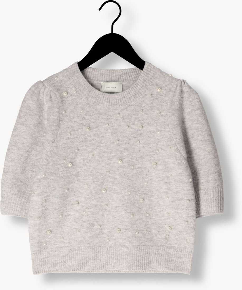 NEO NOIR lichtgrijze neo noir t-shirt maia pearl knit tee