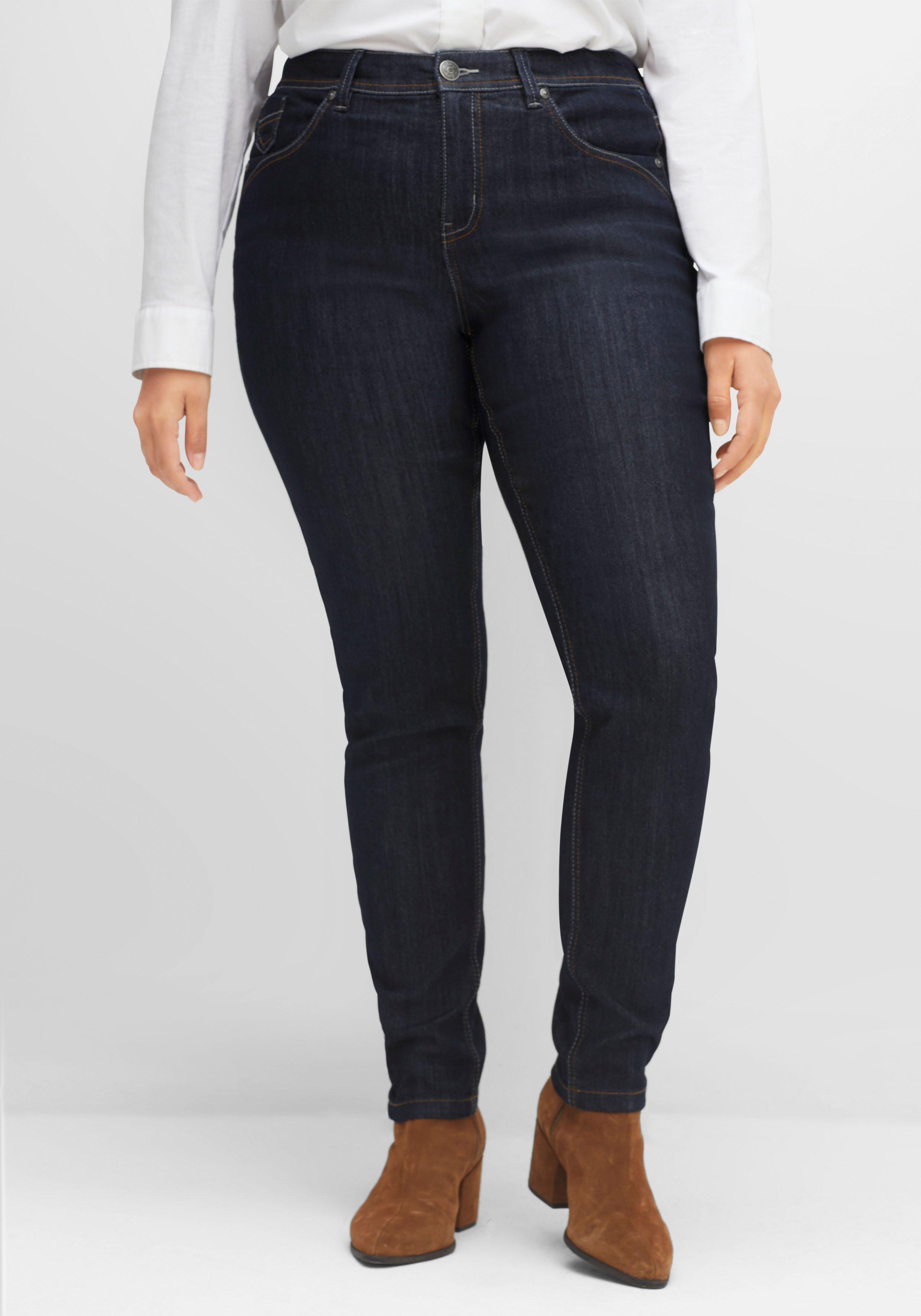 Schmale Jeans mit Kontrastnähten