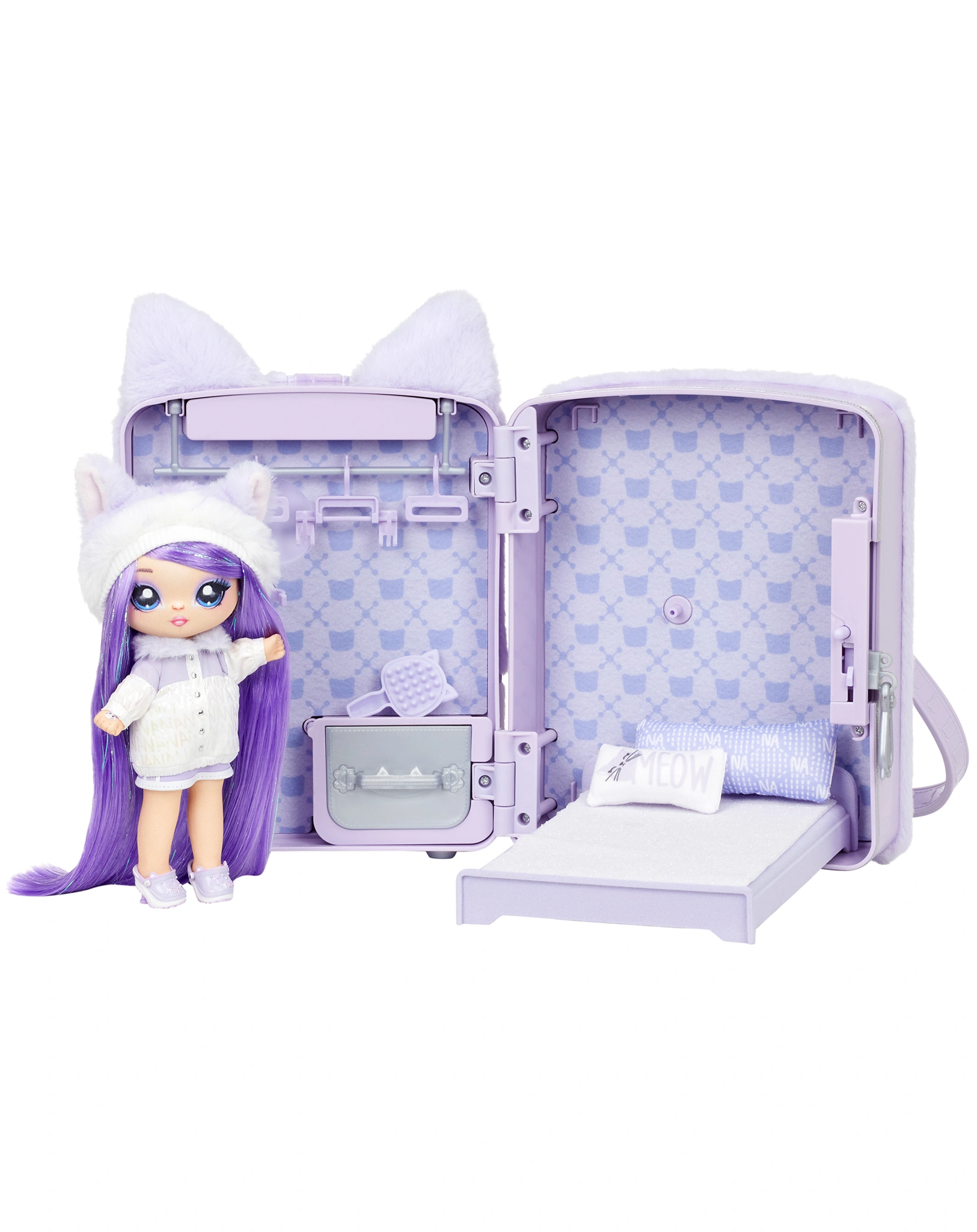 Puppen-Zubehör BACKPACK BEDROOM - LAVENDER KITTY 3in1