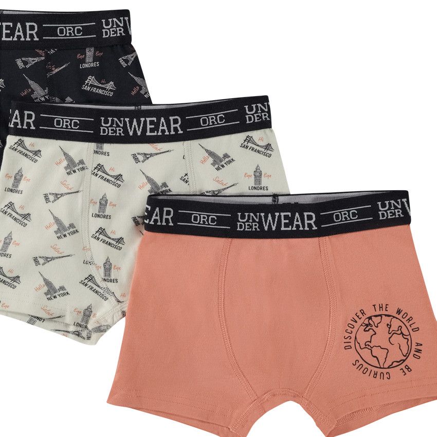 Lot de 3 boxers fantaisie pour garçon - Corail