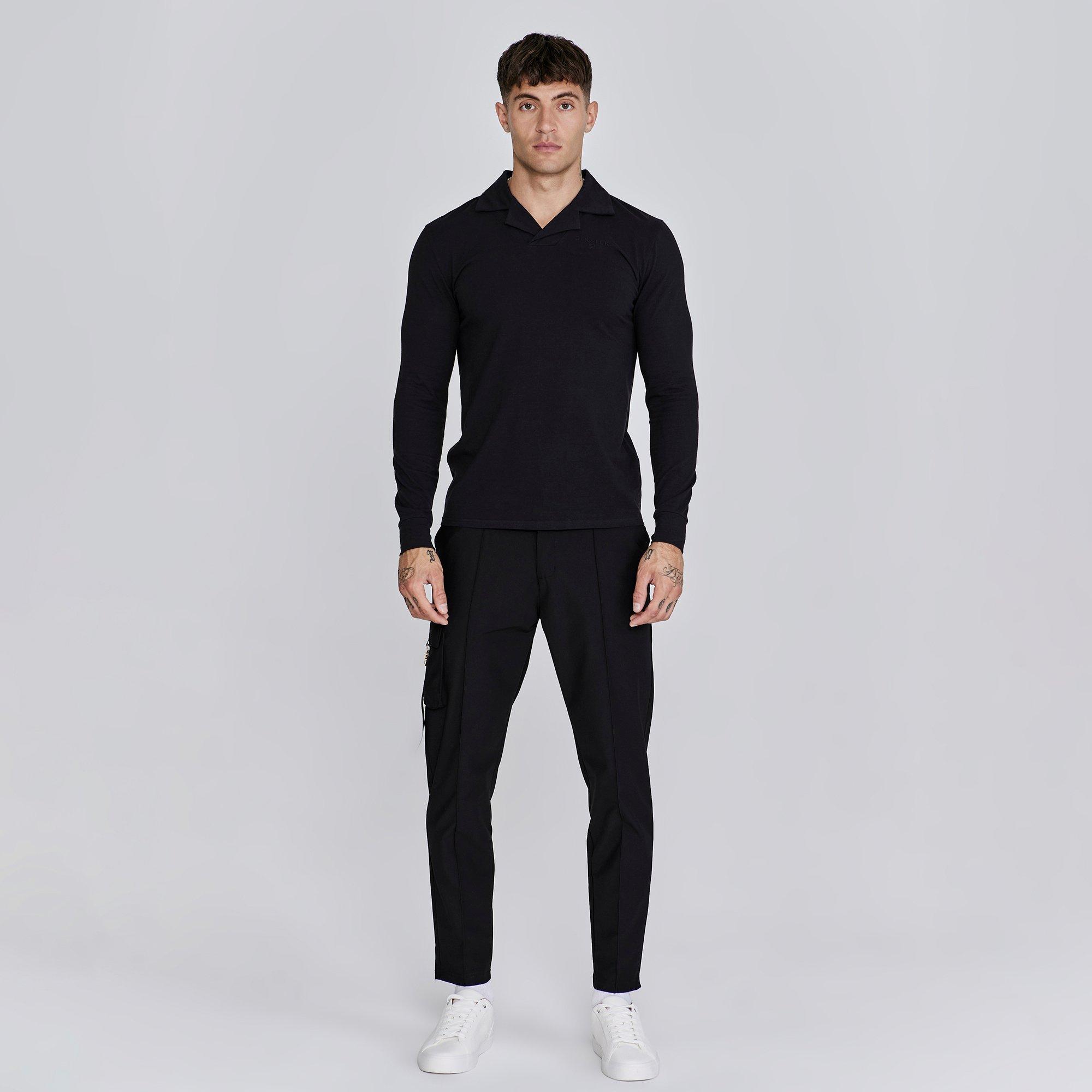 SikSilk Long Sleeve Polo Shirt Mens
