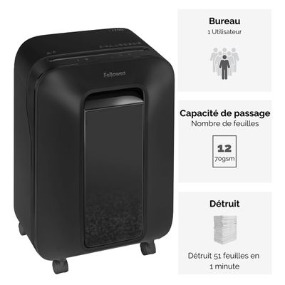 Fellowes Powershred LX200 - destructeur de documents coupe croisée mini-cut - 12 feuilles - Corbeille 22 litres