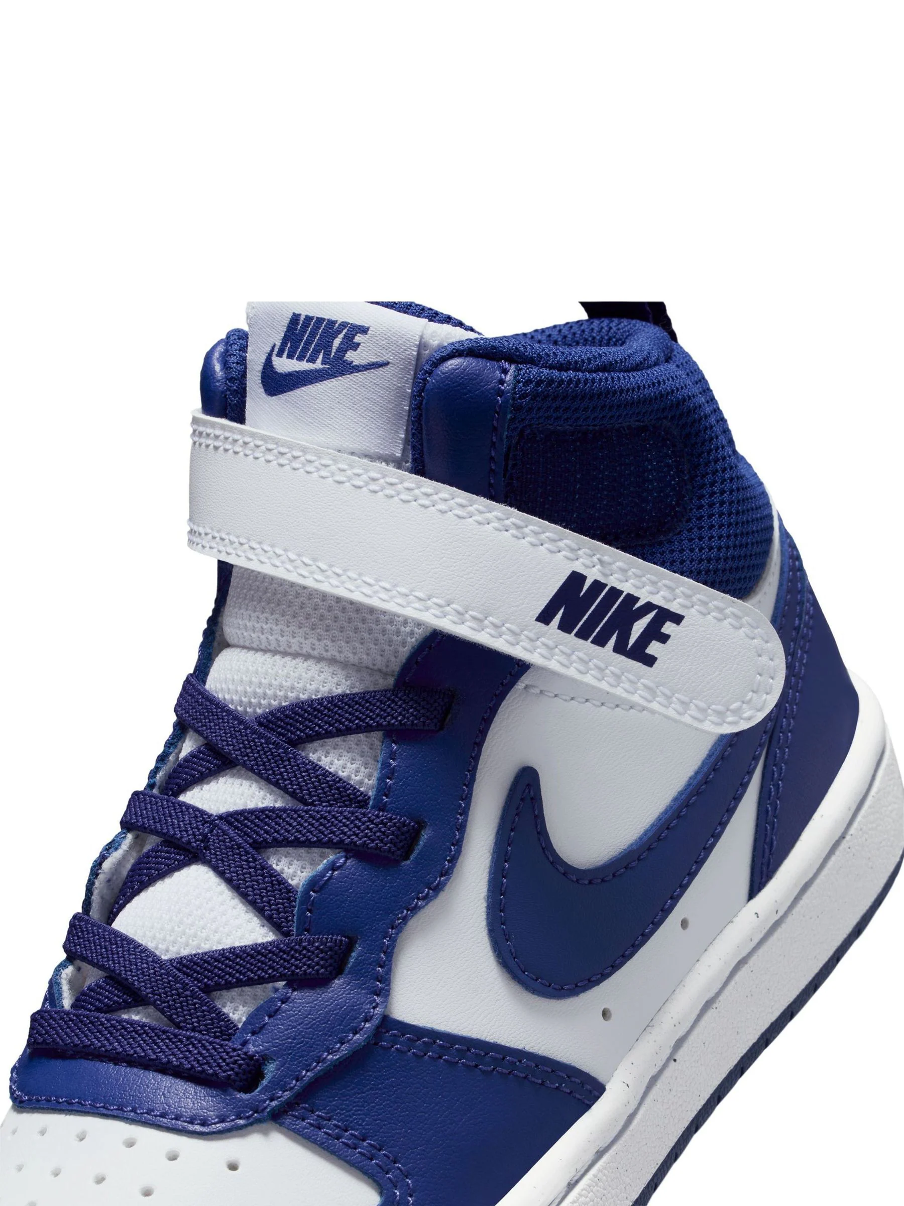 Wit/Diep Night Blauw - Nike - Junior Court Borough halfhoge sneakers