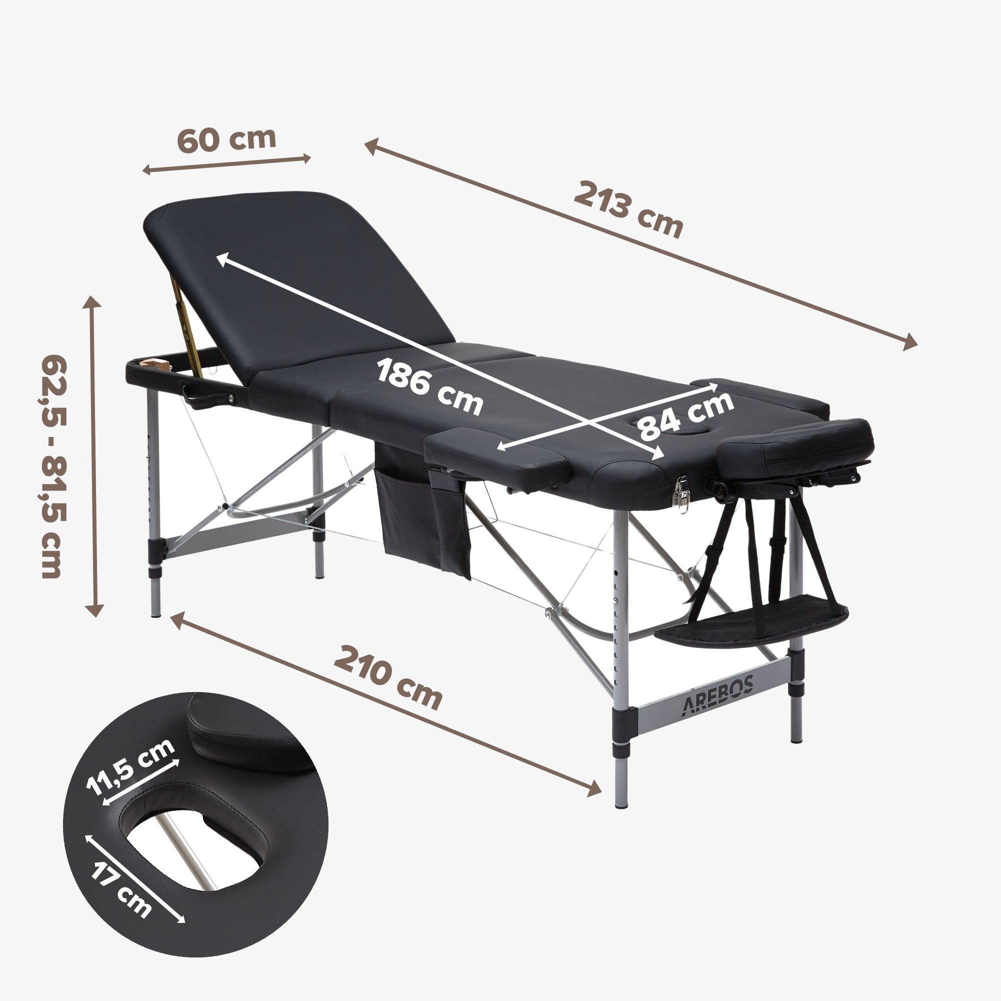 Massageliege 3 Zonen