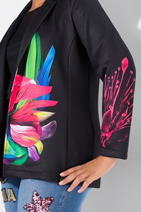 Blazer, Langarm mit Blume, Color-Futter