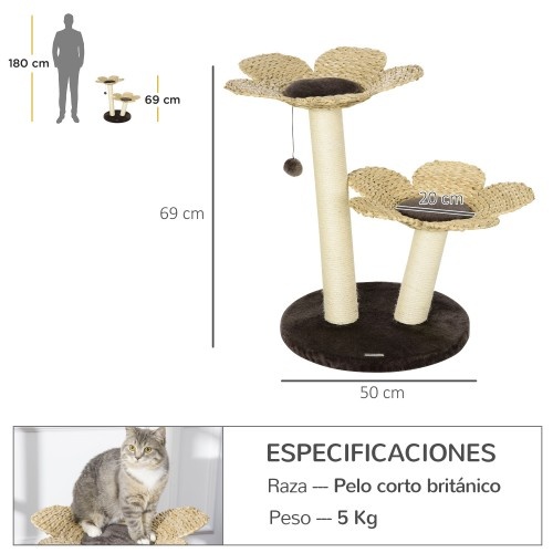 Arranhador para gatos PawHut em sisal marrom médio