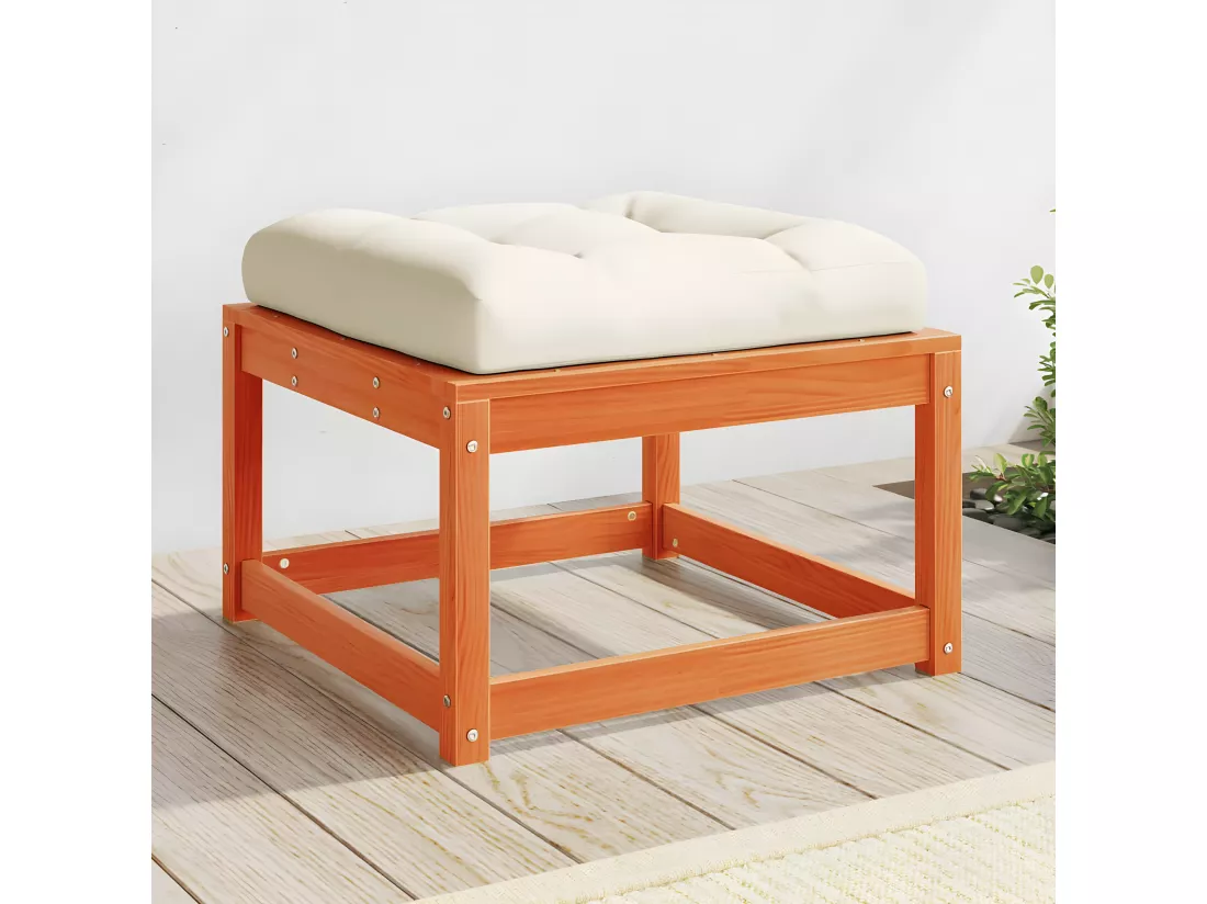 Repose-pied de jardin avec coussins bois massif de pin