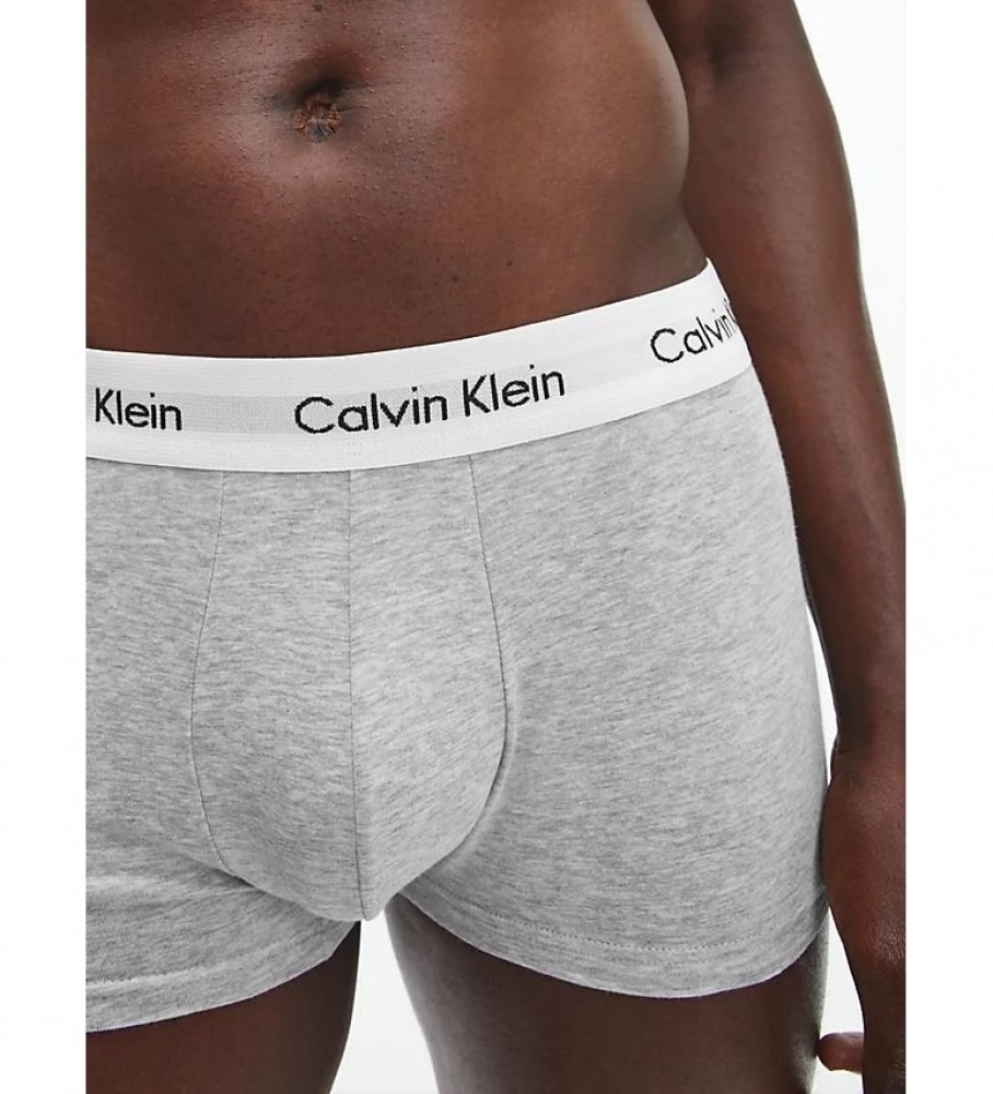 Pacote com 3 Cuecas Boxer Calvin Klein de Cintura Baixa em Algodão Stretch Cinza