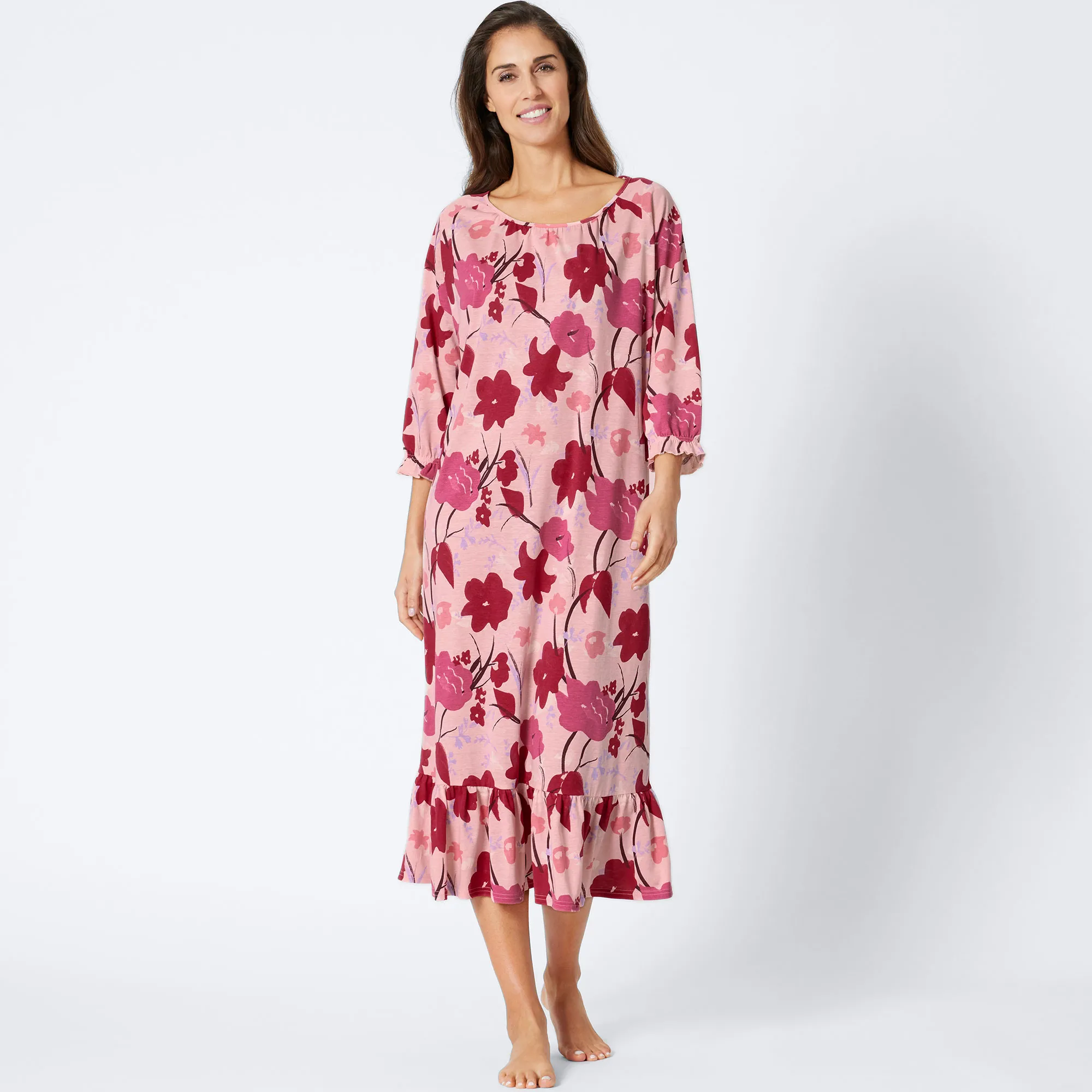 Damen-Nachthemd mit Blumenmuster