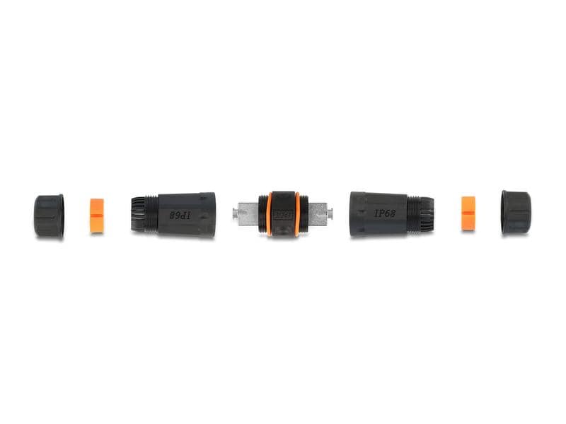 Delock Kupplung LSA – LSA, Cat.6A, IP68, Schwarz 1 Stück Delock Kabelverbinder LSA zu LSA Cat.6A IP68 wasserfest schwarz