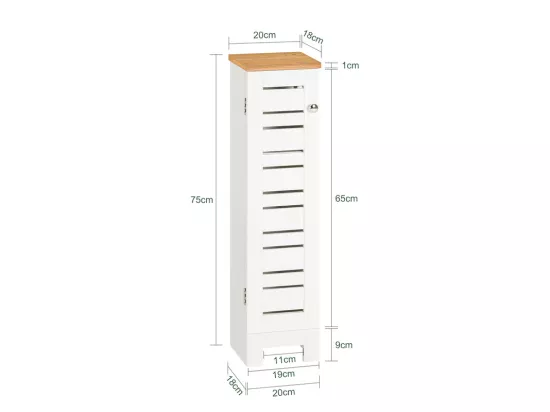 Porte Papier Toilette Vertical Support Papier ToiletteArmoire Toilettes, BZR85-W