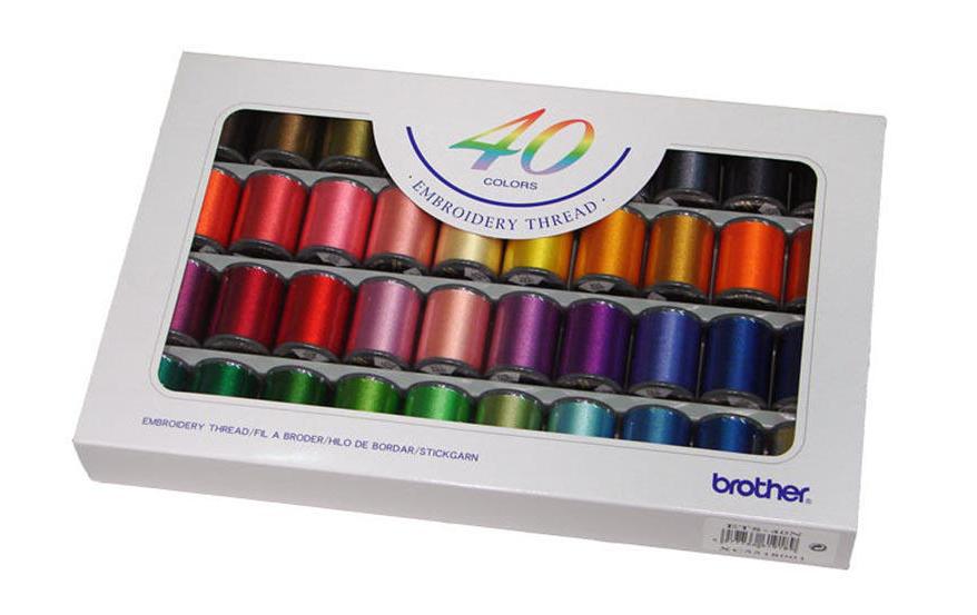 Nähgarn-Set Mehrfarbig<br>Stickfaden-Set mit 40 Farben Hochglanzgarn