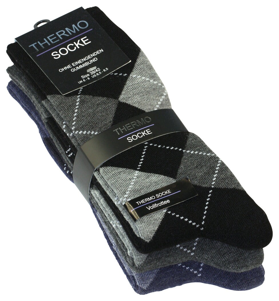 Cotton Prime® Thermo-Socken 3 Paar, im Karo-Design