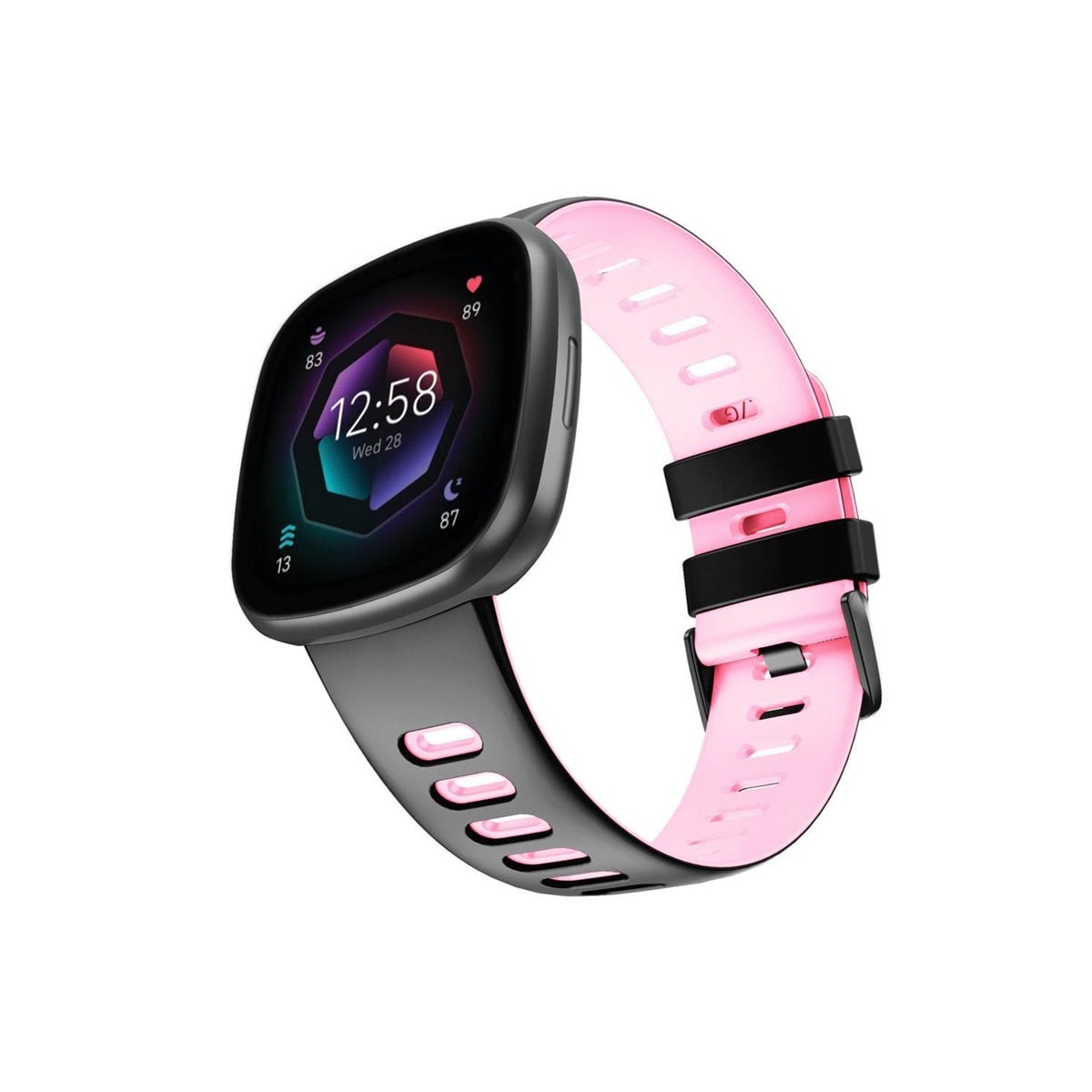 Twin Sport armbånd Fitbit Sense 2 - Svart/rosa