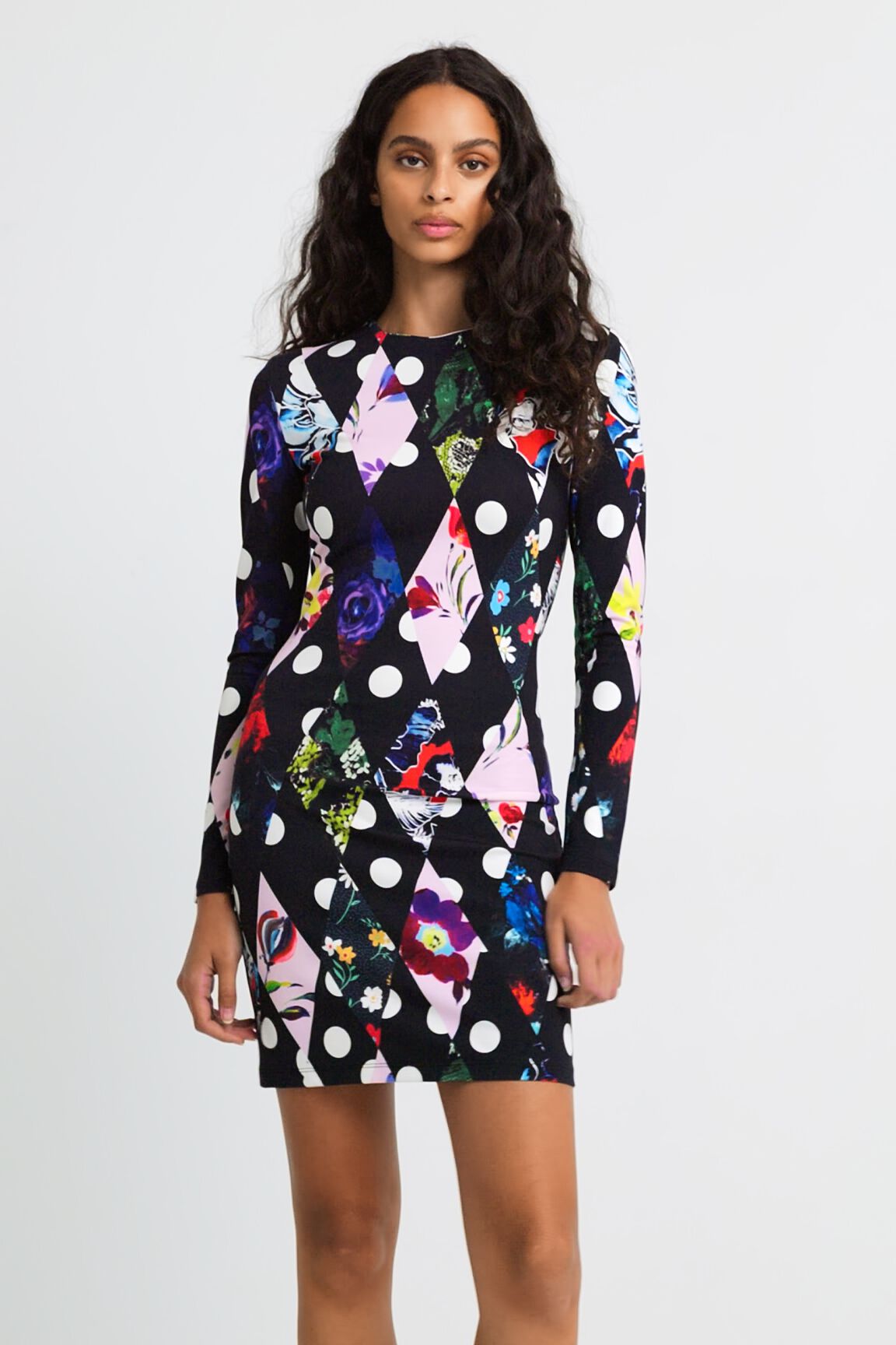 Robe slim courte losanges