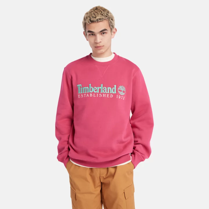 Moletom masculino rosa com gola redonda e logo 