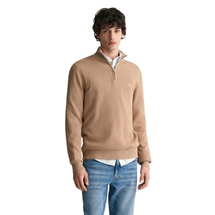 Gant Pique Half Zip Sweater Heren